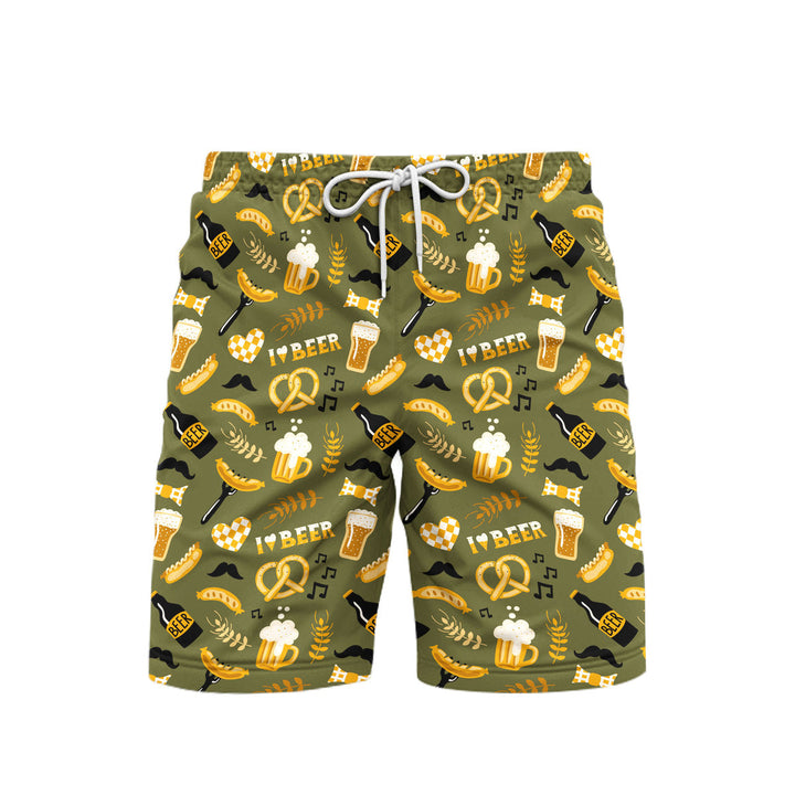 I Love Beer And Brezel Oktoberfest Beach Shorts For Men