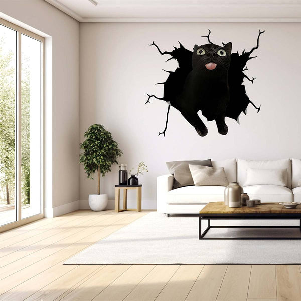 Funny Black Cat 3D PVC Wall Stickers