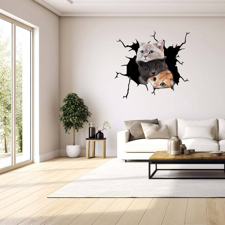 Three Cats 3D PVC Wall Sticker