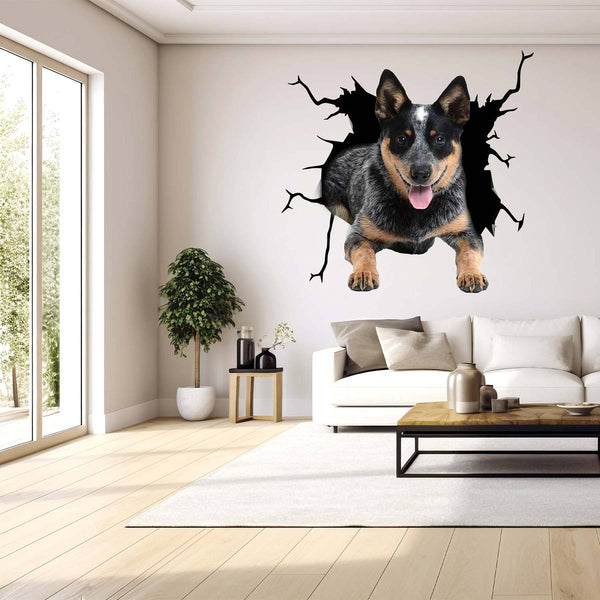 Funny Blue Heelers Dog 3D PVC Wall Sticker