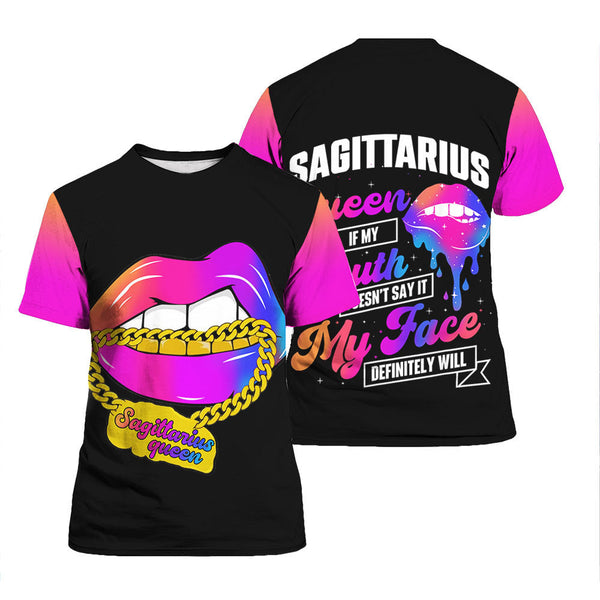 Sagittarius Girl Colorful Lips T Shirt For Men & Women FHT1123