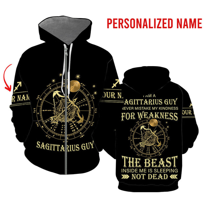 Sagittarius Guy Custom Name Zip UP Hoodie For Men & Women