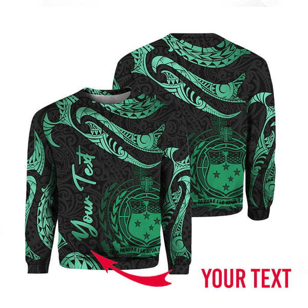 Samoa Polynesian Green Version Custom Name Crewneck Sweatshirt For Men & Women