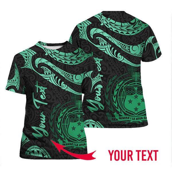 Samoa Polynesian Green Version Custom Name T Shirt For Men & Women
