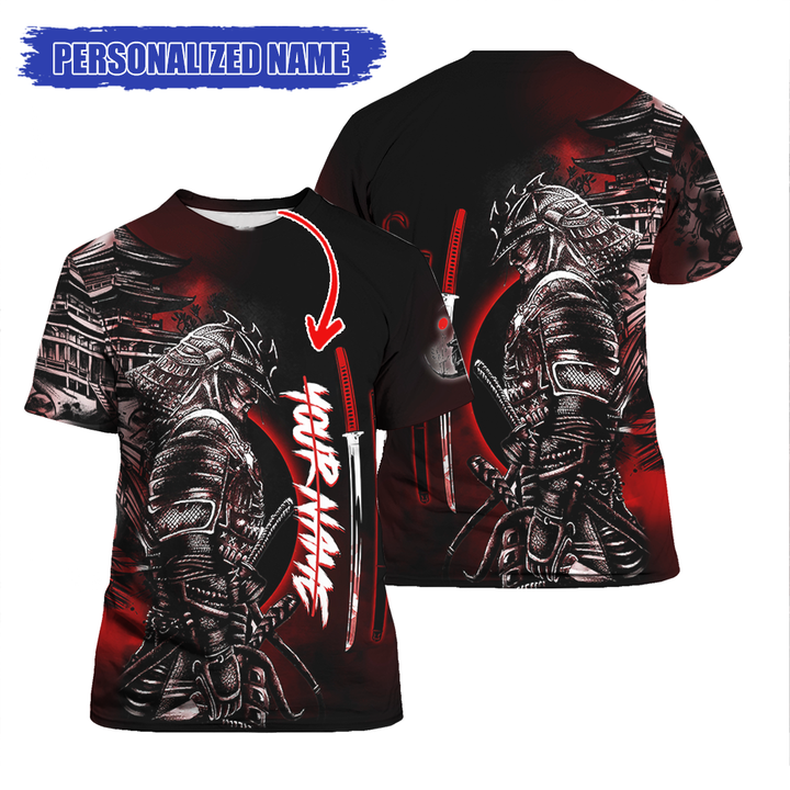 Samurai Tattoo Custom Name Tee Over Print For Men & Women