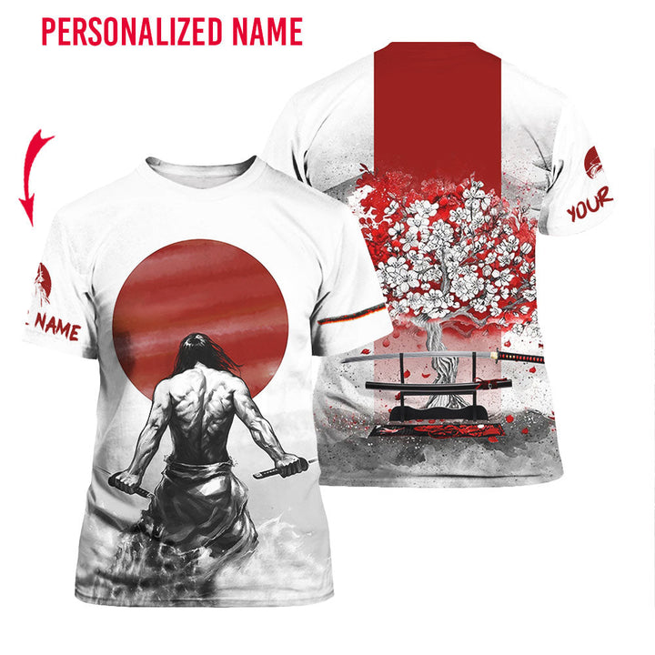 Samurai Tattoo Japan Custom Name Tee Over Print For Men & Women