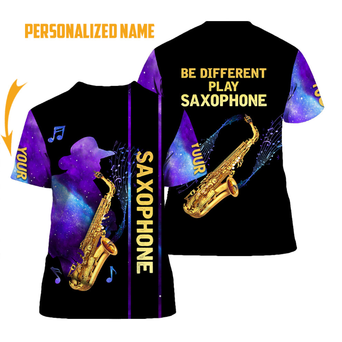 Saxophone Be Different Custom Name T Shirt For Men & Women