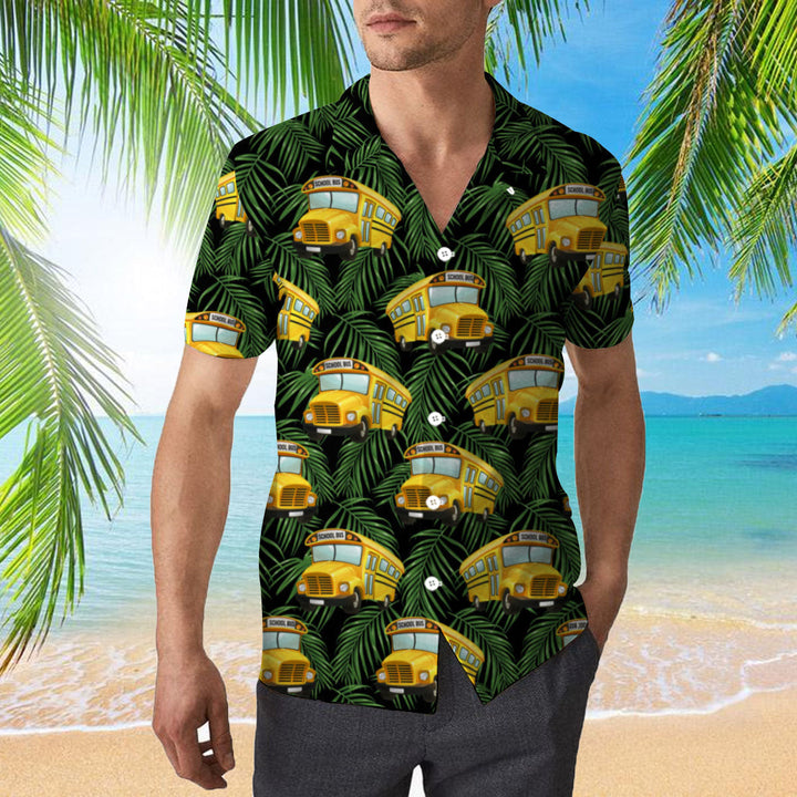 School Bus Driver Hawaiian Shirt | For Men & Women | Adult | WT1555-Hawaii Shirt Premium-Gerbera Prints.