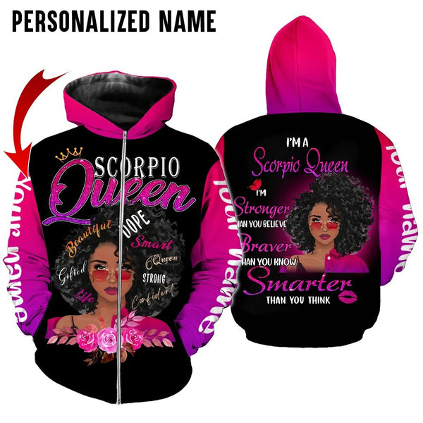 Scorpio Girl Custom Name Zip UP Hoodie For Men & Women
