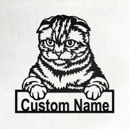 Scottish Fold Cat Custom Cut Metal Sign | MN1787-Black-Gerbera Prints.