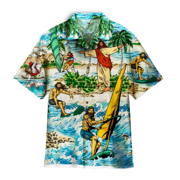 Funny God Surfing Summer Tropical Hawaiian Shirt