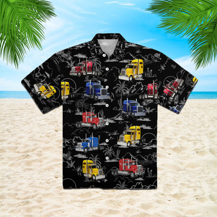 Semi Trailer Truck Hawaiian Shirt | For Men & Women | Adult | WT1800-Hawaii Shirt-Gerbera Prints.