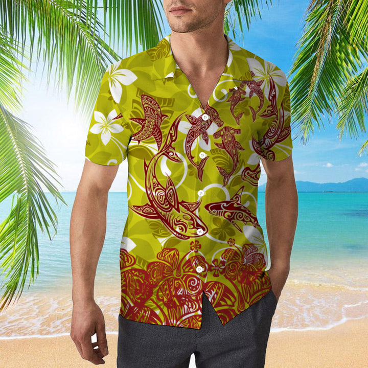 Shark Polynesian Hawaiian Shirt | For Men & Women | Adult | WT1449-Hawaii Shirt Premium-Gerbera Prints.