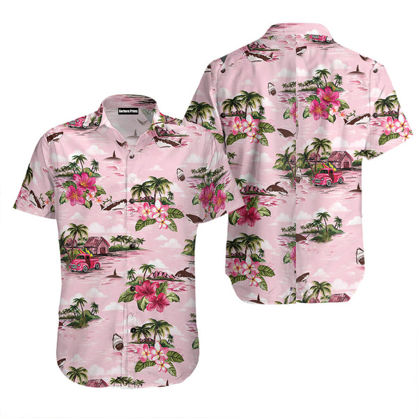 Shark Pink Tropical Hawaiian Shirt