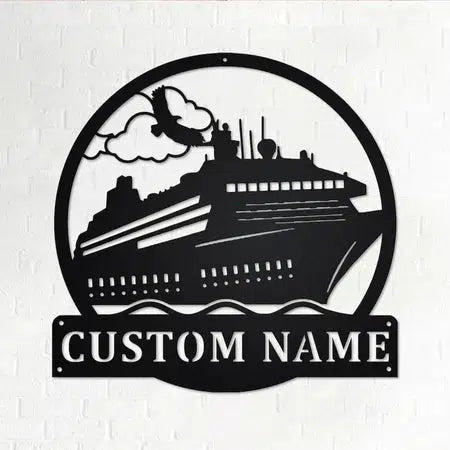 Ship Custom Cut Metal Sign | MN1551-Black-Gerbera Prints.