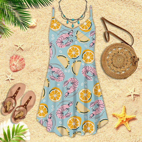 Shrimps Lover Pattern Spaghetti Strap Summer Dress | SD1368