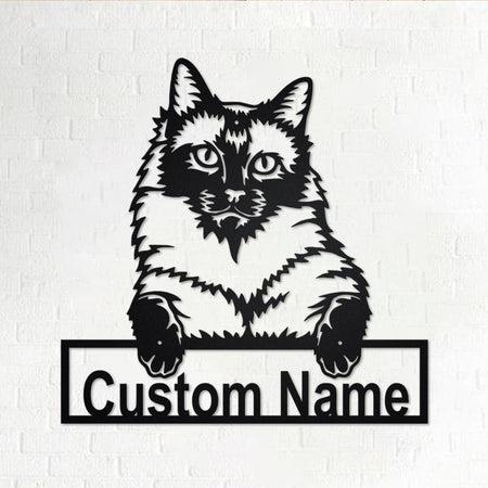 Siamese Cat Custom Cut Metal Sign | MN1791-Black-Gerbera Prints.