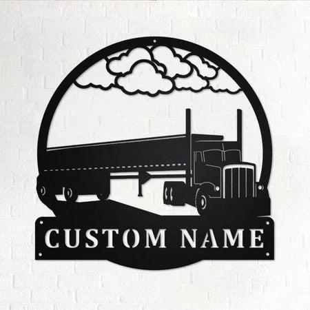 Side Dump Truck Custom Cut Metal Sign | MN1669-Black-Gerbera Prints.
