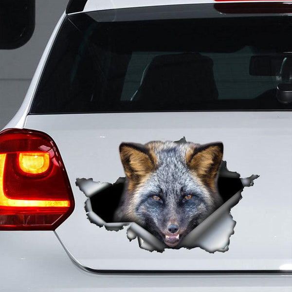Silver Fox Cracked Car Decal Sticker | Waterproof | PVC Vinyl | CCS2471