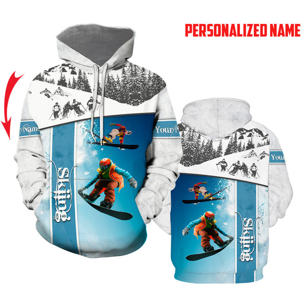 Skiing Blue Amazing Custom Name Hoodie For Men & Women