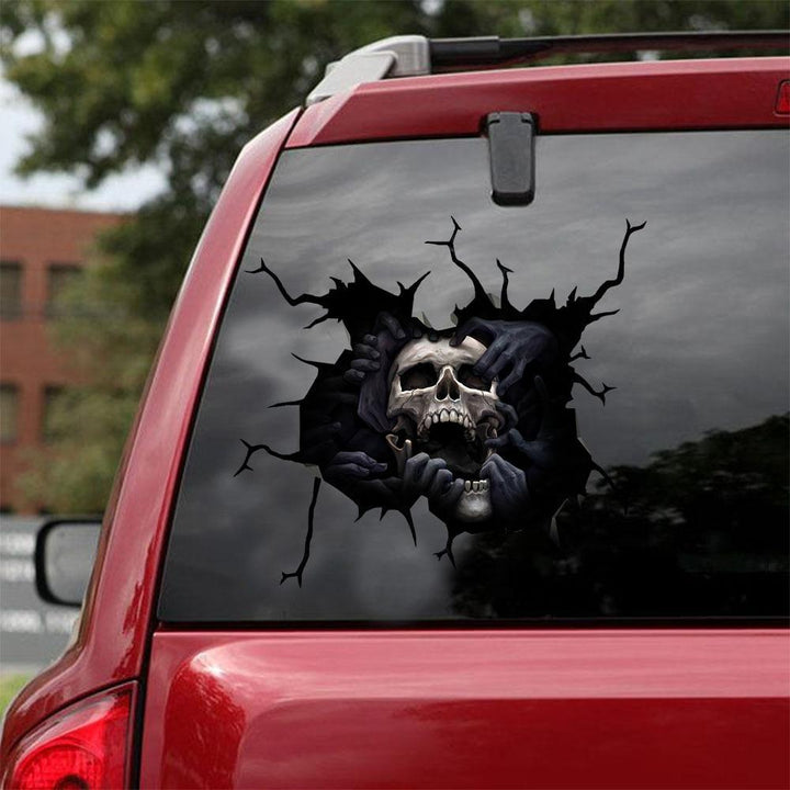Skull Cracked Car Decal Sticker | Waterproof | PVC Vinyl | CCS1631