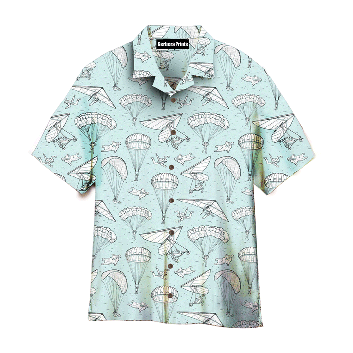 Skydiving Tropical Green Aloha Hawaiian Shirts For Men And For Women WT6541 Gerbera Prints