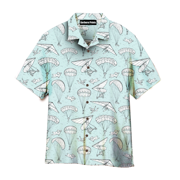 Skydiving Tropical Green Aloha Hawaiian Shirts For Men And For Women HW-PA0451 Gerbera Prints
