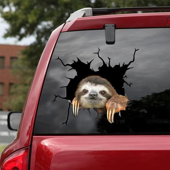 Sloth Cracked Car Decal Sticker | Waterproof | PVC Vinyl | CCS2311