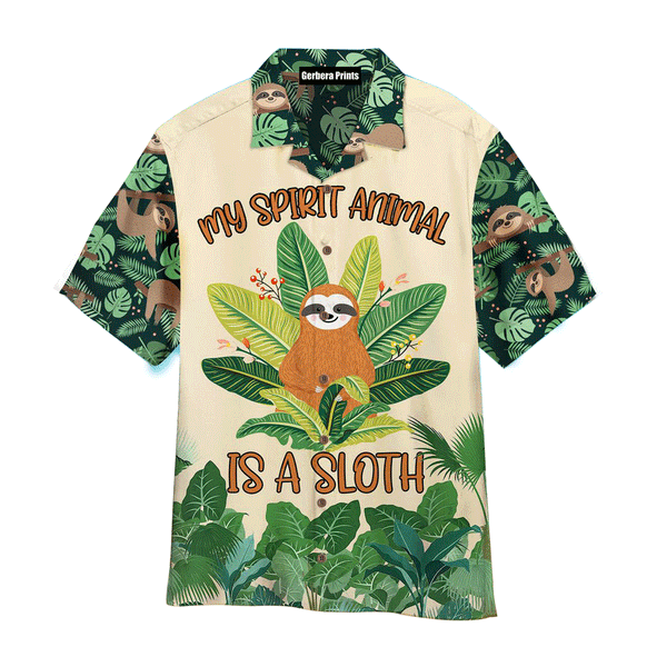 Sloth My Spirit Style Green Aloha Hawaiian Shirts For Men And For Women WT8121 Gerbera Prints
