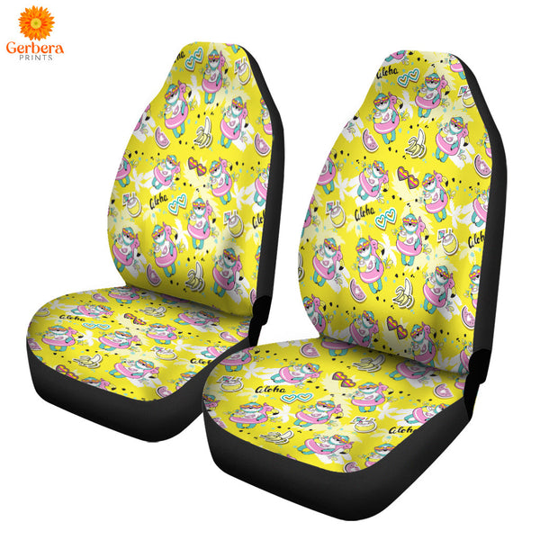 Sloth With Flamingo Circle On A Yellow Beach Car Seat Cover Car Interior Accessories CSC5393