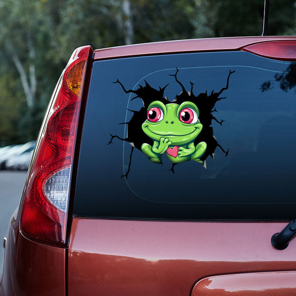 Smiling Green Frog 3D Vinyl Car Decal Stickers CS8221