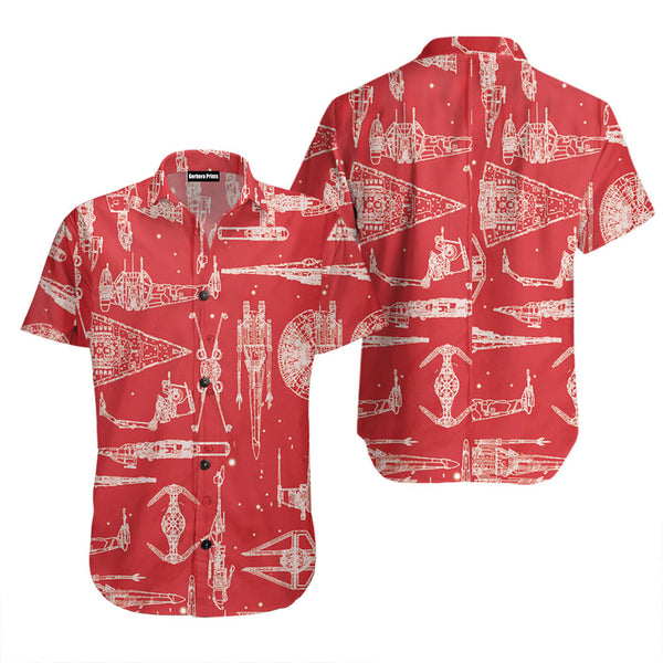 Space Ships Star Wars Red Hawaiian Shirt