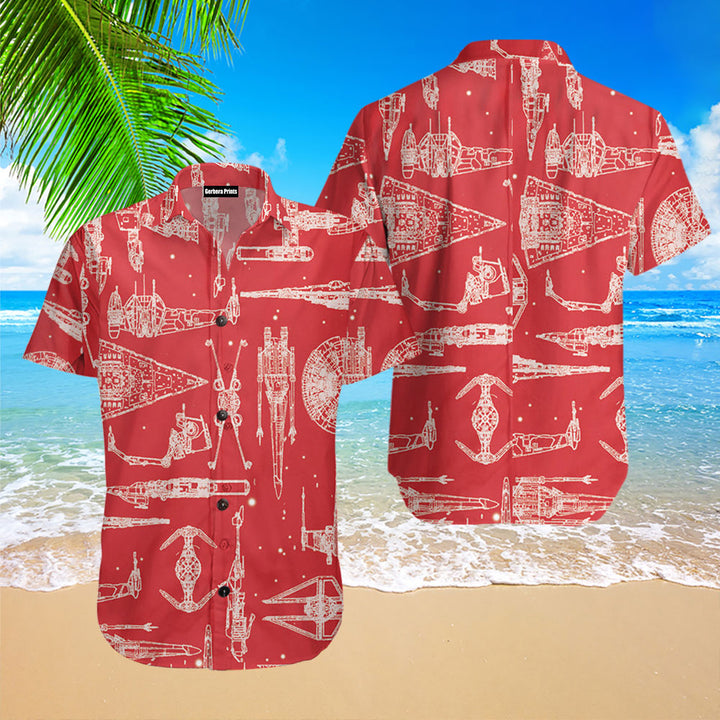 Space Ships Star Wars Red Hawaiian Shirt