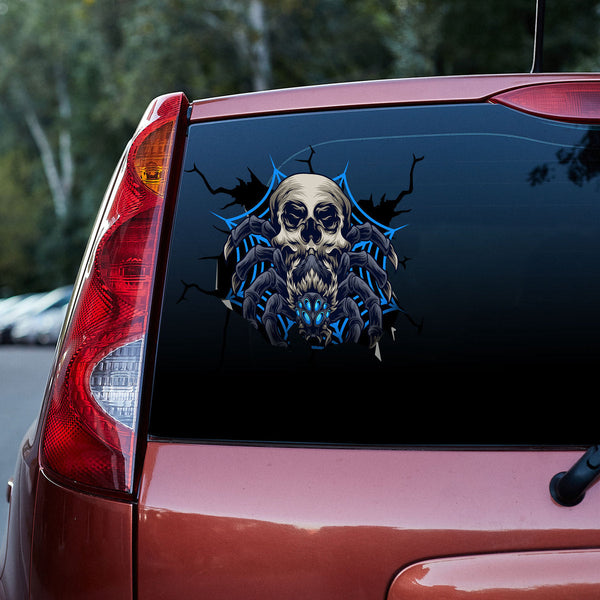 Spider Skull Monster Cracked Car Decal Sticker | Waterproof | PVC Vinyl | CCS5111-Colorful-Gerbera Prints.