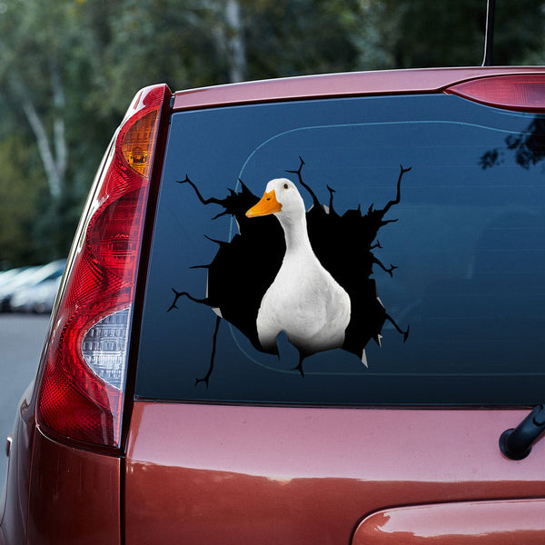 Stupid Duck Cracked Car Decal Sticker | Waterproof | PVC Vinyl | CCS5379-Colorful-Gerbera Prints.