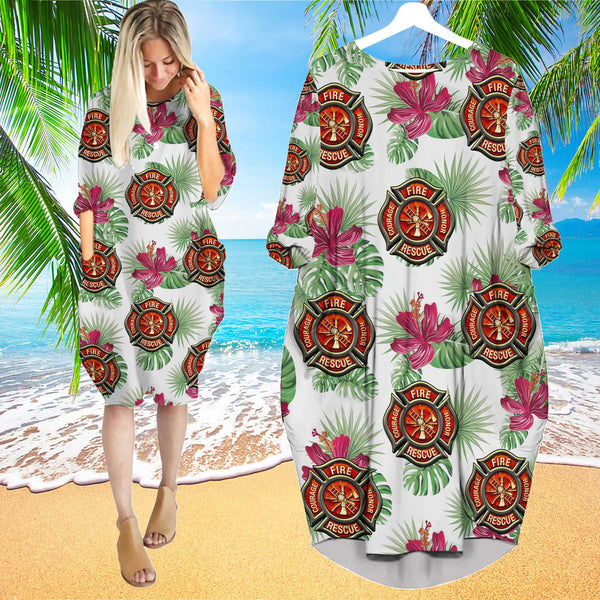 Summer Monstera Exotic Tropical Long Sleeve Midi Dress | MD1701