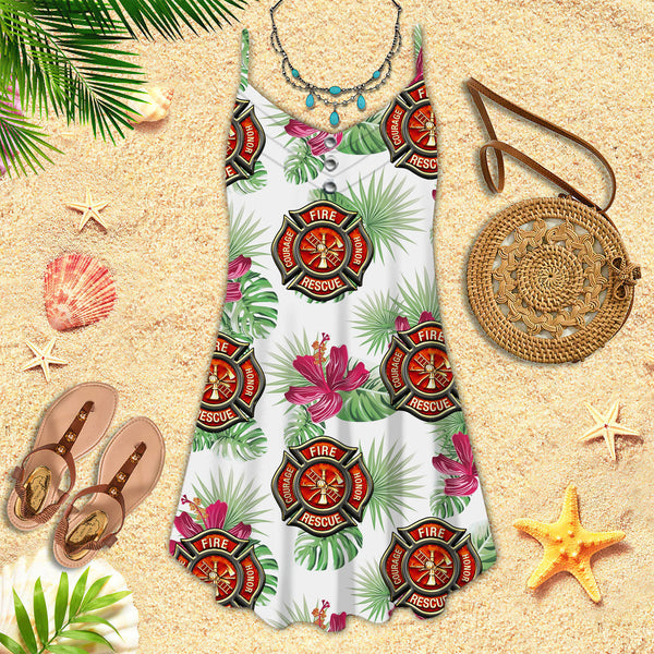 Summer Monstera Exotic Tropical Spaghetti Strap Summer Dress | SD1701