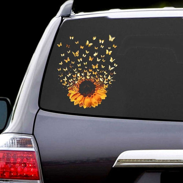 Sunflower Butterflies Insect Car Decal Sticker | Waterproof | PVC Vinyl | CS1647-Colorful-Gerbera Prints.