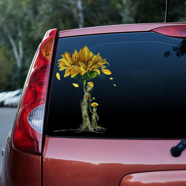 Sunflower Mom And Son Cracked Car Decal Sticker | Waterproof | PVC Vinyl | CCS2547-Colorful-Gerbera Prints.