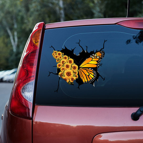 Sunflower With Butterfly 3D Vinyl Car Decal Stickers CS8176