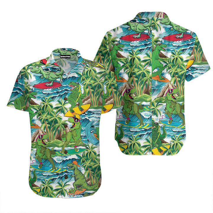 Surfing Dinosaur Hawaiian Shirt