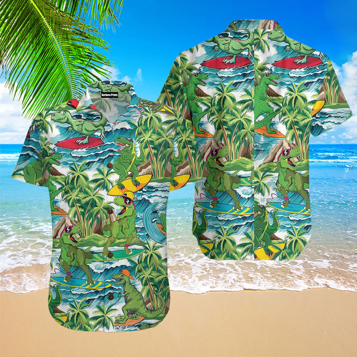 Surfing Dinosaur Hawaiian Shirt