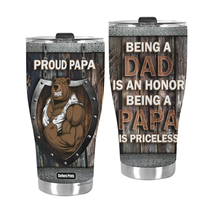 Father's Day Priceless PaPa Bear Dad Stainless Steel Tumbler Cup Travel Mug TC7412