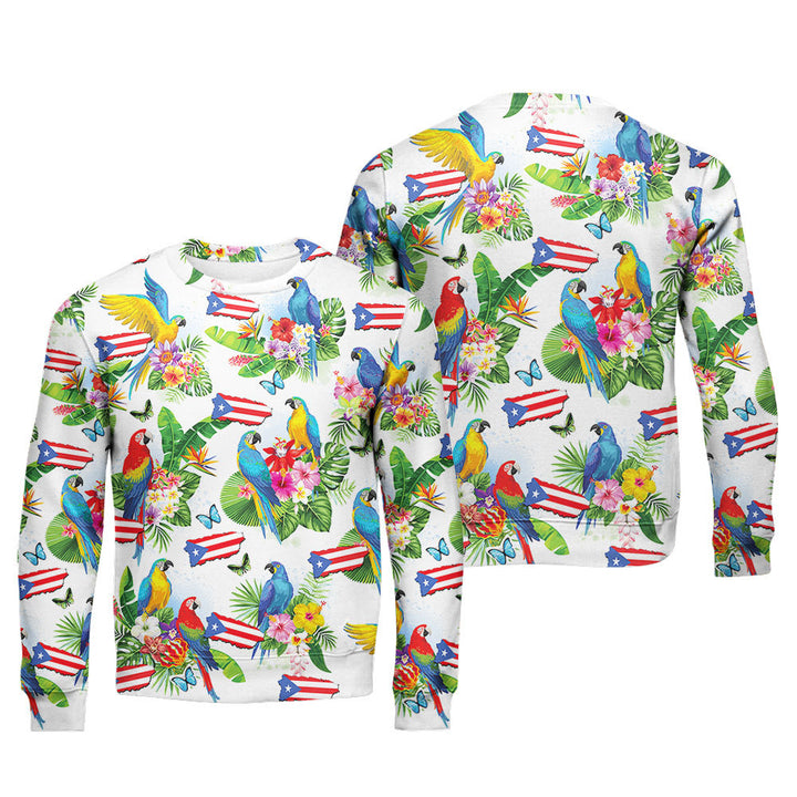 Puerto Rico Parrots Tropical Crewneck Sweatshirt