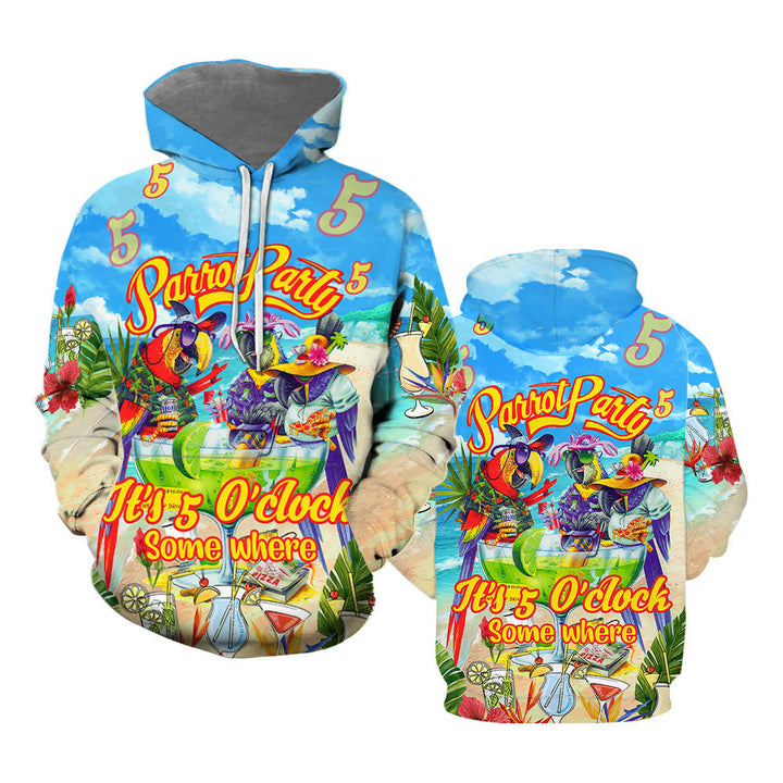 Parrot It's 5 O'Clock Somewhere Cocktail Beach Party Hoodie
