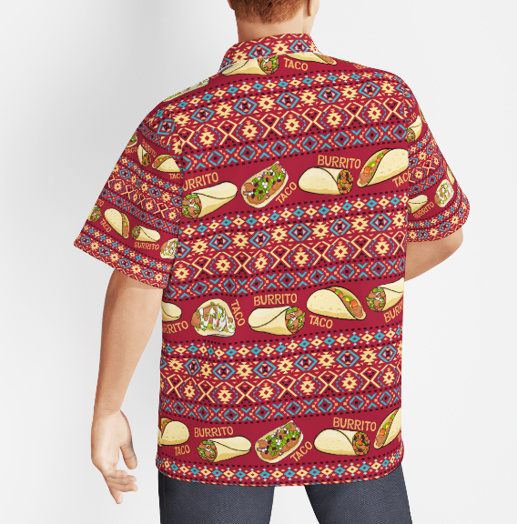 Taco And Burrito Mexican Pattern Red Aloha Hawaiian Shirts For Men And For Women WT6662