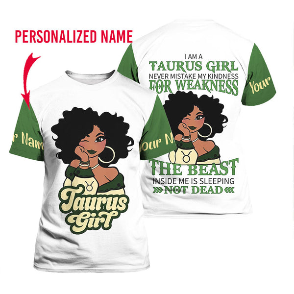 Taurus Girl Custom Name T Shirt For Men & Women