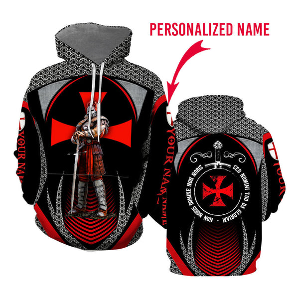 Templar Knight Custom Name Hoodie For Men & Women