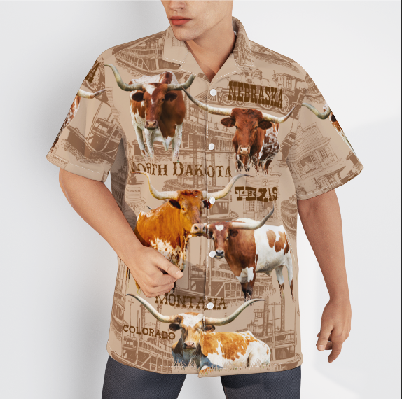 Texas Longhorn Cattle Lovers Buffalo Arena Aloha Hawaiian Shirts For Men And For Women WT2104