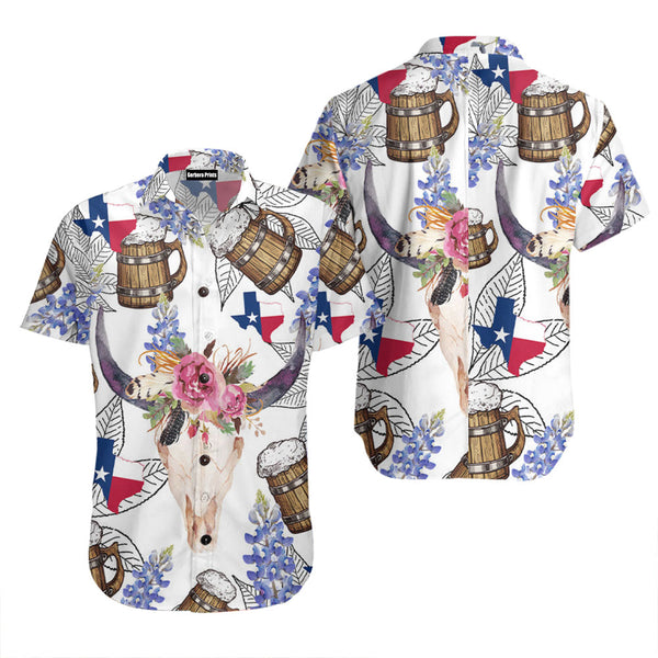 Texas Unique Longhorn Bluebonnet Art Hawaiian Shirt